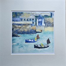 Signed Gordon Couch Cornwall Print Boats And Harbour