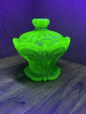 1930s Uranium Glass Lidded