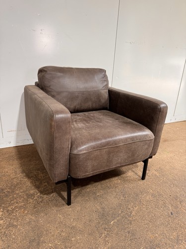 Brown leather armchair - brown,