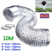 10m Aluminium Flexi Pipe Alloy Air Duct Tube Heat Resistant Hose 100/150mm 200mm