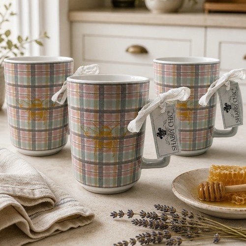 Shabby chic plaid honeybee - chic,