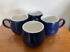 Mason Cash Mugs Embossed Chevron Pattern Set Of 4 Navy Mugs Tea Coffee