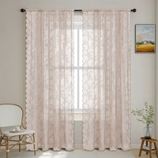 Lace trim drapery rod window
