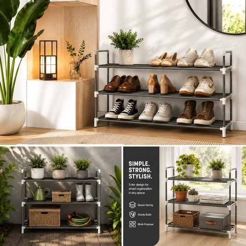Keplin tier metal shoe rack - metal,