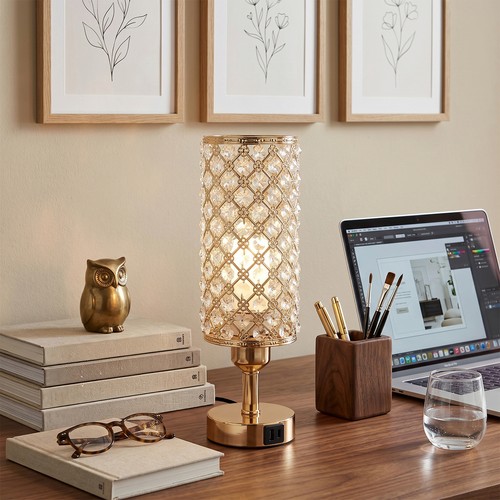 Luxury crystal table lamp with - luxury,