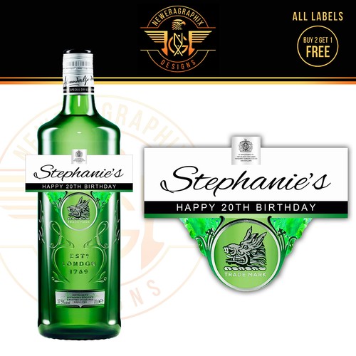 Personalised gin bottle label - gin,