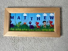 Child's wooden nameplate for bedroom door-Matthew, exc con