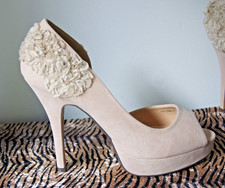 VT Collection Beige High Heeled Peep Toed Platforms UK 7/40