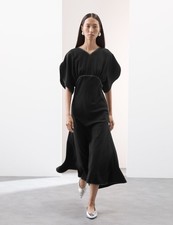 Marks & Spencer Womens Black Wool Midaxi Bardot Dress - M&S