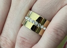 DYRBERG KERN SIZE 3 -GOLD PLATED RING WITH SWAROVSKI CRYSTALS-RRP £95-NEW !