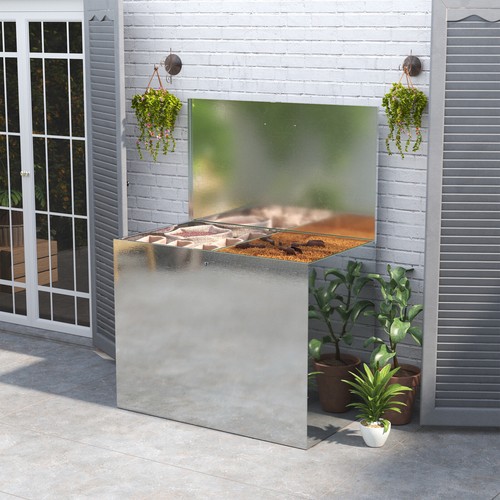 Galvanised metal rectangle - galvanised,