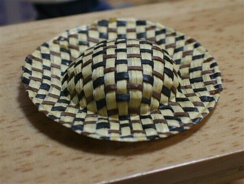 Straw hat black brown dolls - hat,