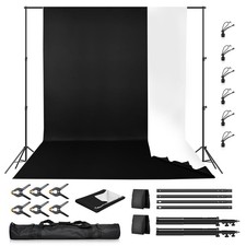 EMART 2x3m Reversible Backdrop Stand Kit Black White Screen Photo Studio Support