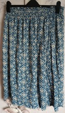 Bnwot Fat Face Blue Tile Print Floral Wrap Style Skirt Size 12