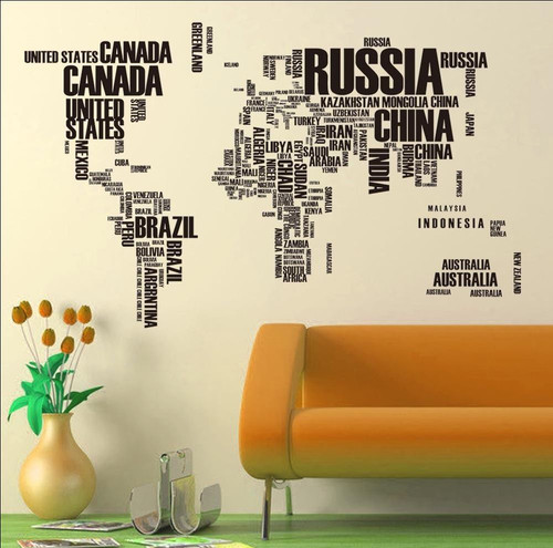 Huge black world map - huge, wall