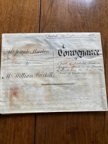 1872 conveyance vellum of - on,