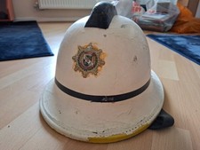 Merseyside Fire Brigade White Station Officer Vintage Cromwell Helmet