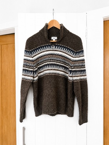 Mens fair isle half zip - m&s,