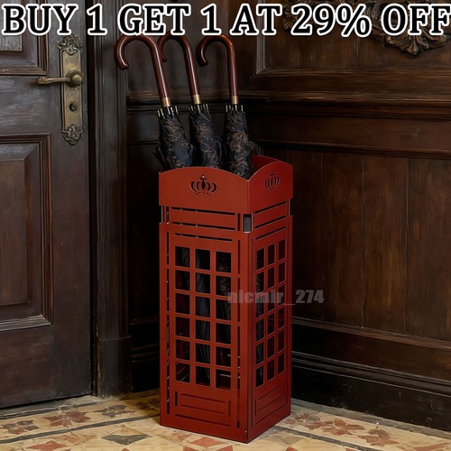 Red metal umbrella stand - metal,