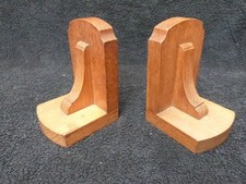 PAIR ANTIQUE OAK BOOKENDS HANDMADE LIGHT OAK