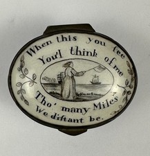 Bilston Enamel Patch Box, “When This You See”, c.1800, Sentimental Motto