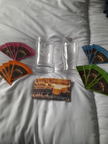 Guinness glasses and mats - guinness,