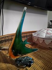 VINTAGE PROBABLE MURANO LARGE COLOURED GLASS FISH ORNAMENT - 30CM TALL