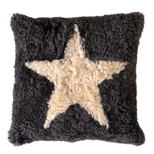AUSKIN Natural Curly Sheepskin Star Grey Cushion, 35cm x 35cm (RRP £28)