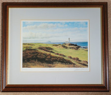 Turnberry Ailsa Course Pencil Signed Print Graeme W. Baxter Mounted Framed 1989