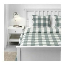 Ikea Emmie Ruta Green check KING Duvet Cover and 2 x Pillowcase Set NEW