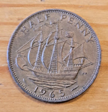 1965 Queen Elizabeth II Half Penny 1/2d coin - Good F.