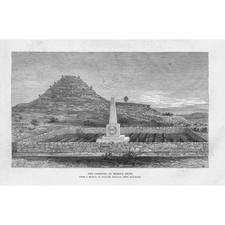 ZULU WAR The Cemetery at Rorke's Drift - Antique Print 1879