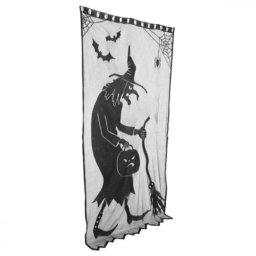 Black halloween lace curtain - 1,