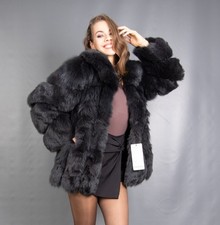 16222 NEW GORGEOUS REAL BLUE FOX COAT LUXURY FUR JACKET BEAUTIFUL LOOK SIZE S