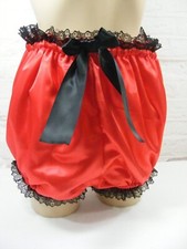 SISSY ADULT BABY RED SATIN SATIN DIAPER COVER PANTIES BLOOMER KNICKERS