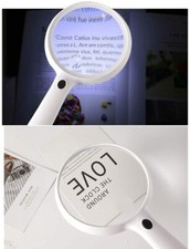 Handheld 3X Magnifier Reading Magnifying Glass Jewellery Loupe With 2 LED Light