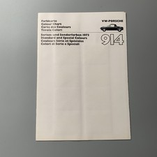 1973 Porsche VW 914 Color Chart Brochure 914 1.7 & 2.0 Paint Sample Catalogue 