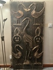 tribal wood carving plaque antique