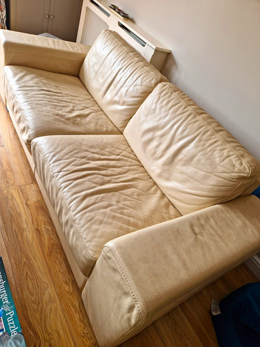 Natuzzi beige leather - beige, seater