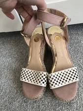 River Island Espadrille Sandals Nude Pink White Cutout Wedge Heel Platform 4 37