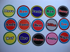  12 LAWN BOWLS STICKERS 1" YOUR OWN NAME   CROWN GREEN BOWLS FLAT INDOOR    