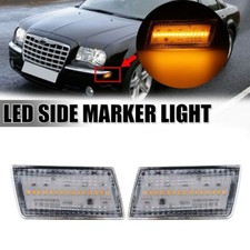 For Chrysler 300/300c Srt8 Front Bumper Amber LED Smoked Side Marker