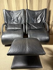 Claude Brisson For Ligne Rosset - Zen Leather Chairs With Ottoman 