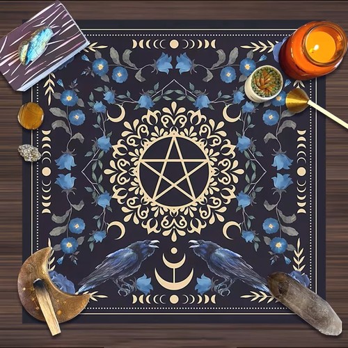 Black pentagram moon phase - black,