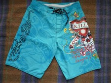 Men's Authentic Ed Hardy Board Swim Surf Shorts  Love Blue 32" waist