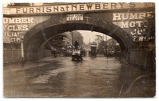 Reading Floods Tram old cars ect Real Photo Postcard T8 7