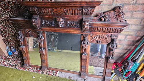 Grand victorian oak overmantle - victorian,
