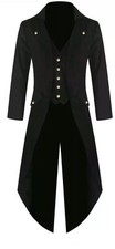 Men's Black Handmade Steampunk Tailcoat Jacket Gothic Victorian Coat S-6XL