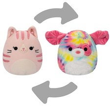 Squishmallows Flipamallow Laura the Pink Tabby/ Sheena The Tie Dye Swirl Dog