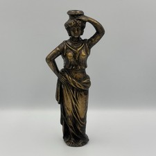 Vintage Cast Spelter Ormolu Woman Lady Statue Figurine Lamp Part Grecian 10"